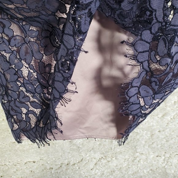 Eliza J Dress Womens 12 Sheath 3/4 Bell Sleeves Lace Lined Scallop Edge Purple - Picture 7 of 16